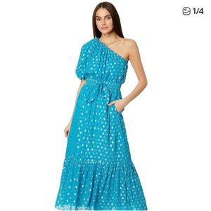 Lily Pulitzer Zilal One-Shoulder Blue Maxi Dress